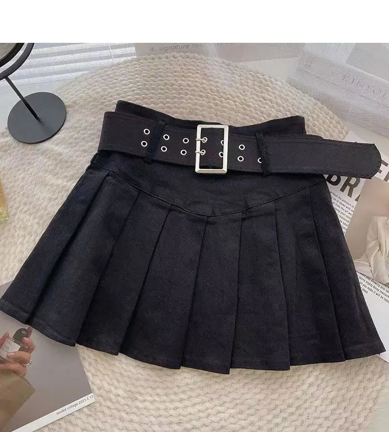 Pleated Skirts Women Korean Style Fashion High Waist Hotsweet Solid All-match Summer Students Chic Streetwear Vintage Popular