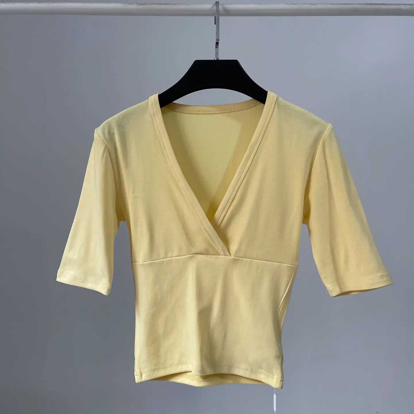 Women's Solid Slash Neck Top – Three-Quarter Sleeve
