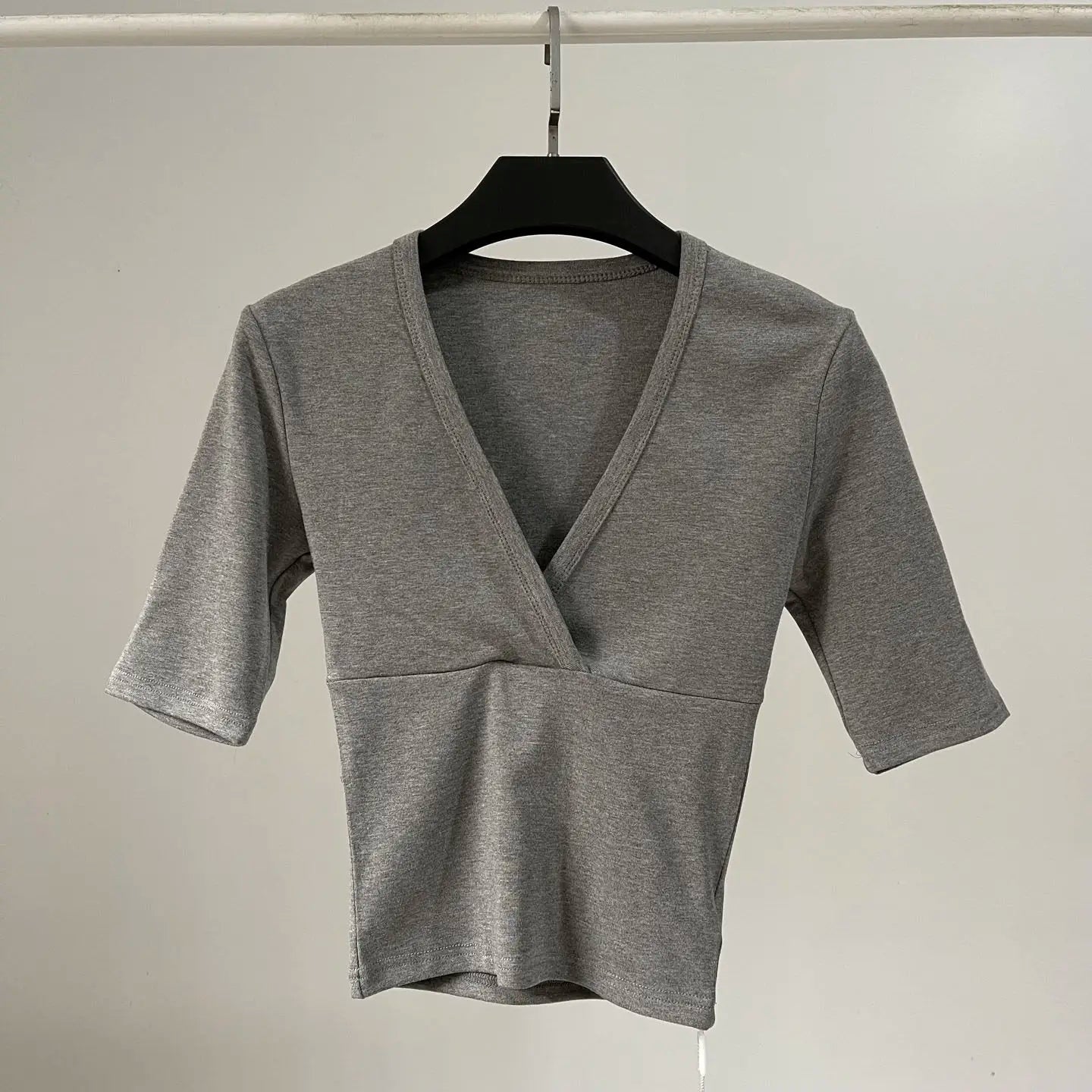 Women's Solid Slash Neck Top – Three-Quarter Sleeve