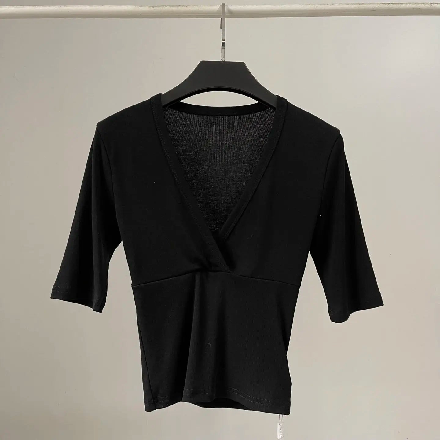 Women's Solid Slash Neck Top – Three-Quarter Sleeve