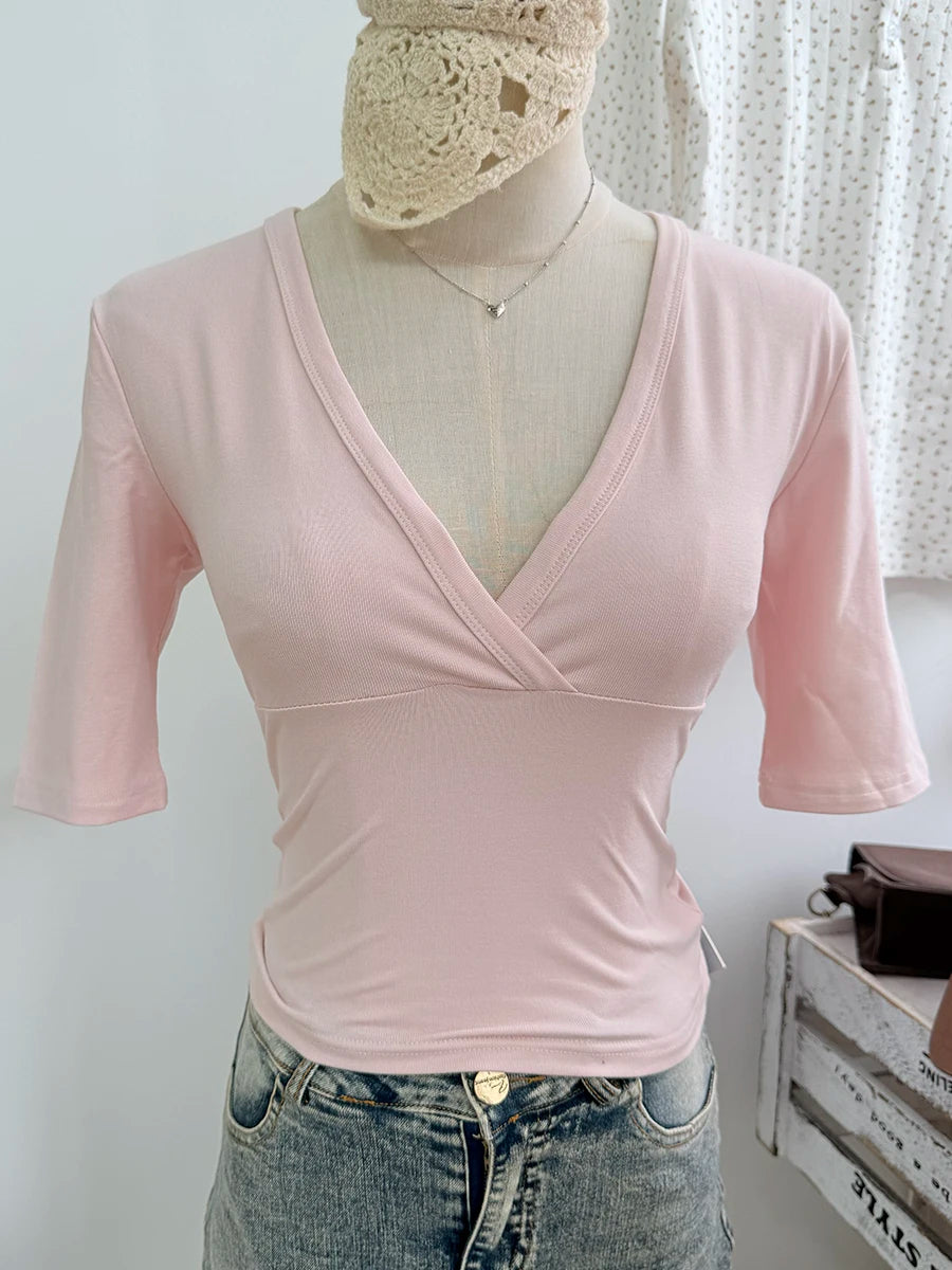 Women's Solid Slash Neck Top – Three-Quarter Sleeve
