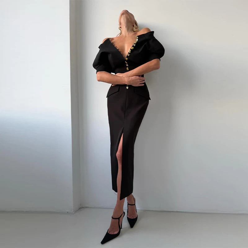 2026 Summer Stand Collar Solid Women's Midi Dress Elegant Single Breasted Short Sleeve Slim Dresses Fashion New Female Long Robe